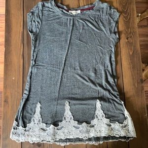 Dark gray tee with lace bottom